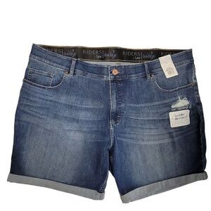 Riders by Lee Shorts Womens Size 26 W‎ Indigo Med Wash Denim Blue Jean Cuffs NWT